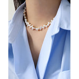 Sterling Silver Baroque Pearl Choker Necklace for Women