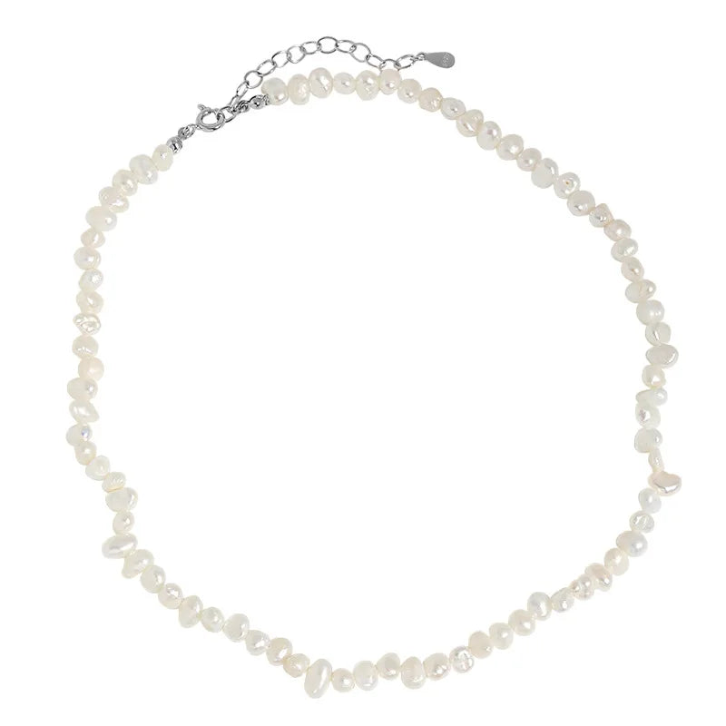 Sterling Silver Baroque Pearl Choker Necklace for Women