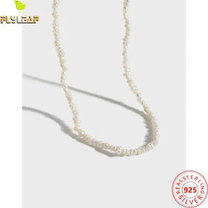 925 Silver Baroque Pearl Choker Necklace Irregular Beaded Chain