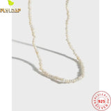 925 Silver Baroque Pearl Choker Necklace Irregular Beaded Chain