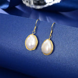 Sterling Silver Baroque Pearl Drop Earrings Silver Wire Hook - Jewelry Gift