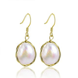 Sterling Silver Baroque Pearl Drop Earrings Silver Wire Hook - Jewelry Gift