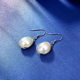 Sterling Silver Baroque Pearl Drop Earrings Silver Wire Hook - Jewelry Gift