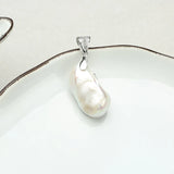 925 Silver Baroque Flower Pearl Pendant Necklace 20-36mm Pearl Jewelry