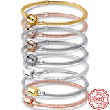 925 Sterling Silver Barrel Clasp Snake Chain Bracelet DIY Jewelry