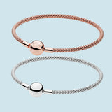 925 Silver Mesh Bracelet w/ Ball Clasp for Charm Bead Making Women