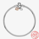 925 Sterling Silver Bracelet, Fallen Leaves Chain Clasp Bracelet Rope Charm