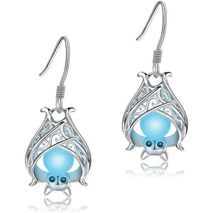 925 Silver Bat Necklace Earrings Bracelet Glow in The Dark Halloween Gift