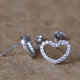 Sterling Silver Valentine Heart Stud Earrings with CZ