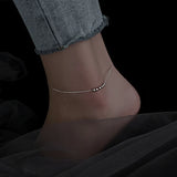 925 Silver Bead Anklet Cold Wind Niche Advanced Sense Tide Women's Foot Chain