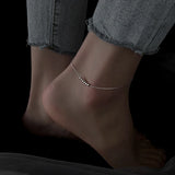 925 Silver Bead Anklet Cold Wind Niche Advanced Sense Tide Women's Foot Chain