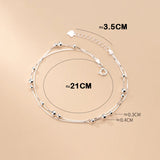 925 Silver Bead Anklet Double Box Chain Jewelry For Girlfriend