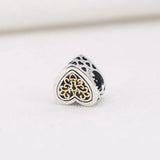 925 Silver Heart Filigree Bead for Bracelets