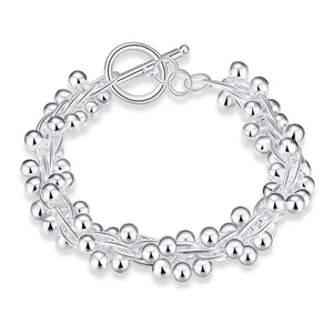925 Sterling Silver Bead Chain Bracelet Women Jewelry Christmas