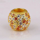925 Sterling Silver Bead Charm Shine Pave Beads for Bracelet DIY Jewelry