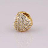 925 Silver Charm: Shine Pave Open My Heart Clip Lock Stopper Beads