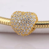 925 Silver Charm: Shine Pave Open My Heart Clip Lock Stopper Beads