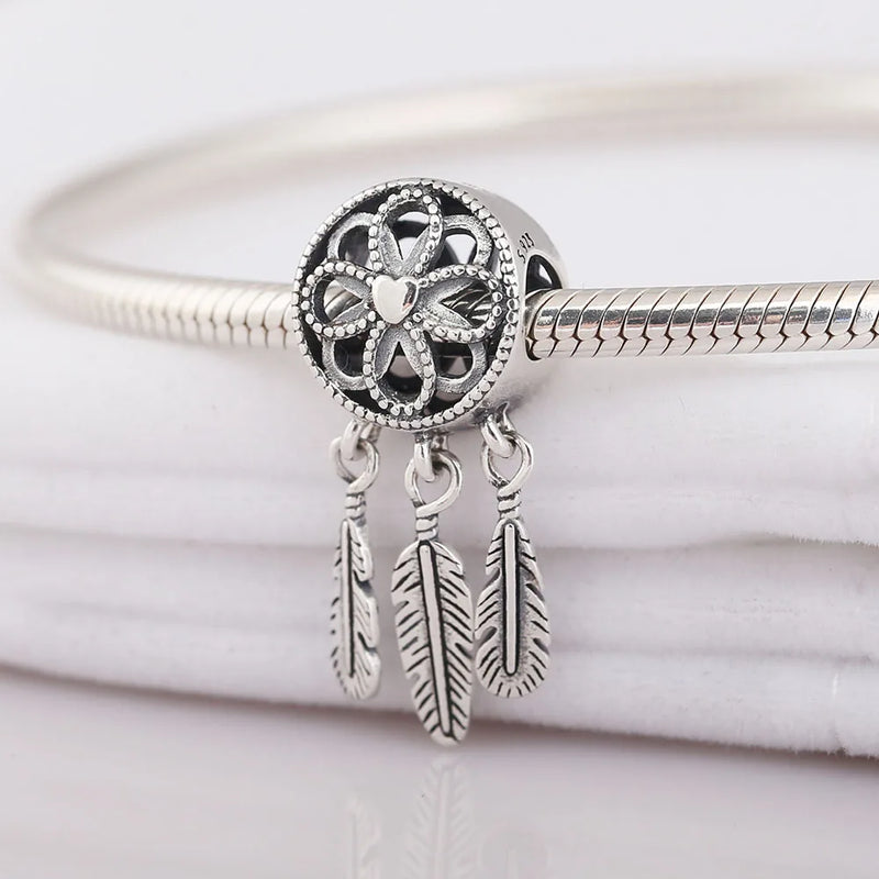 925 Silver Dream Catcher Charm Pendant Bead for Bracelet Diy Jewelry