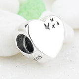 925 Silver Flying Birds & Heart Charms Bracelet Bangle Necklace