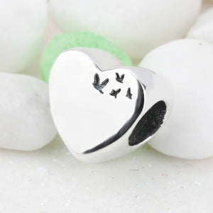 925 Silver Flying Birds & Heart Charms Bracelet Bangle Necklace