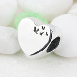 925 Silver Flying Birds & Heart Charms Bracelet Bangle Necklace