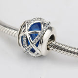 925 Silver Galaxy Charm Crystal & Clear CZ Bead Fit DIY Bracelet