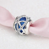 925 Silver Galaxy Charm Crystal & Clear CZ Bead Fit DIY Bracelet