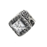 925 Silver Geometric Radiance Charm Bead Clear CZ Fit Bracelet DIY Jewelry
