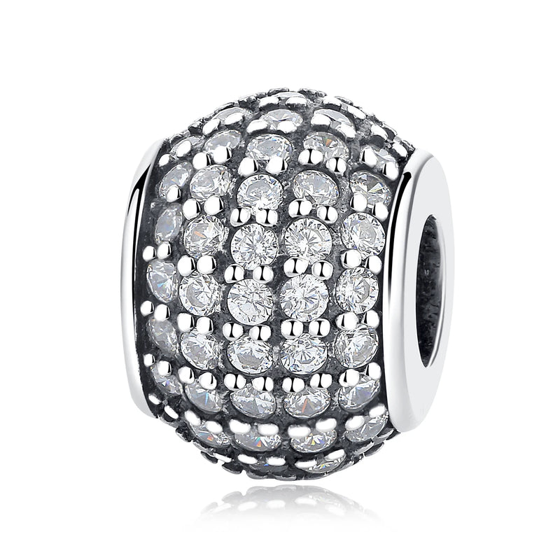 925 Silver Pave Ball CZ Charm for Bracelets & Bangles