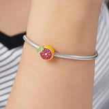 925 Silver Bead Rabbit Orange Coconut Cola Charm Pendant Bracelet Gift