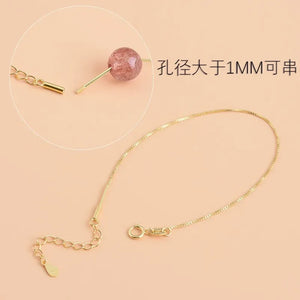 925 Sterling Silver Beaded Bracelet Screw Buckle Box Chain DIY Chain