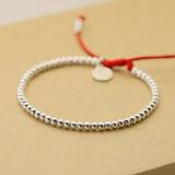 925 Silver Beaded Bracelet Wedding Coin Charm Bangle