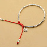 925 Silver Beaded Bracelet Wedding Coin Charm Bangle