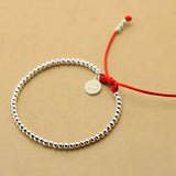 925 Silver Beaded Bracelet Wedding Coin Charm Bangle
