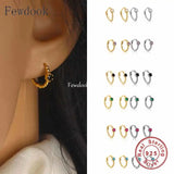 925 Silver Zircon Piercing Hoop Earrings for Women