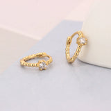 925 Silver Zircon Piercing Hoop Earrings for Women