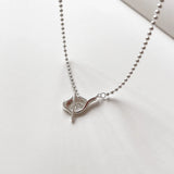 925 Silver Beaded Collar Necklace Rice Bead Chain Choker Summer Jewelry
