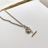 925 Silver Beaded Collar Necklace Rice Bead Chain Choker Summer Jewelry