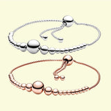 925 Silver Beaded Slider Bracelet Women Birthday Party