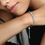 925 Silver Beaded Slider Bracelet Women Birthday Party