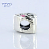 925 Silver Heart Charm Bracelet CZ Bead for Pandora Jewelry DIY