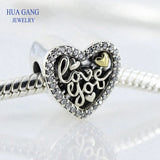 925 Silver Heart Charm Bracelet DIY Jewelry Gift