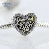 925 Silver Heart Charm Bracelet DIY Jewelry Gift