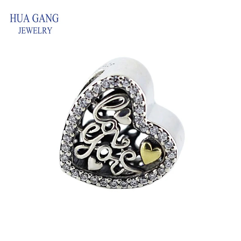 925 Silver Heart Charm Bracelet DIY Jewelry Gift