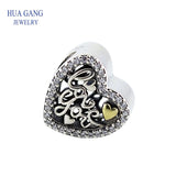 925 Silver Heart Charm Bracelet DIY Jewelry Gift