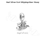 925 Silver Angel Wings Heart Dangles for Bracelets DIY Charms