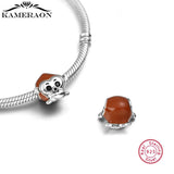 925 Silver Monkey Zodiac Red Bead Charm Bracelet for Women