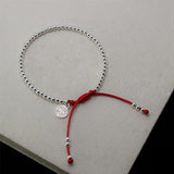 925 Silver Beads Bracelet Red Rope Bangle Lucky Jewelry Gift
