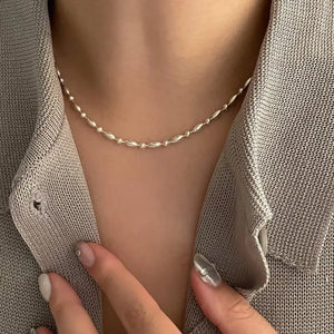 925 Silver Beads Chain Collarbone Chain Short Necklace Women Wedding Party Gift