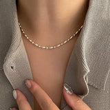 925 Silver Beads Chain Collarbone Chain Short Necklace Women Wedding Party Gift